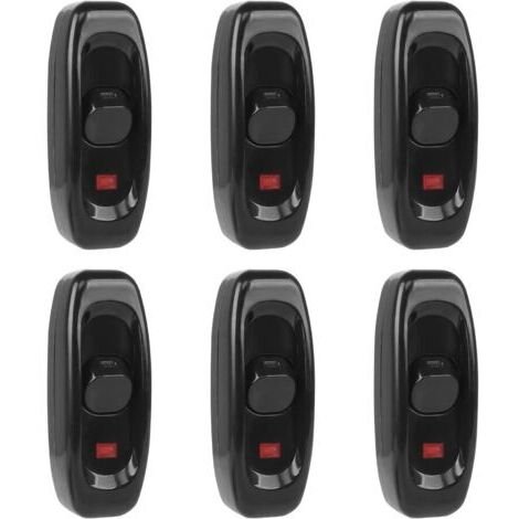 6pcs Interrupteur Lampe, Interrupteur à Bascule 250 V 10 A Ligne Cordon Interrupteur à Touche Basculante Interrupteur Intermédiaire Avec Voyant Led (Noir)