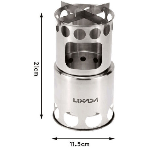 Réchaud à bois léger et portable en acier inoxydable pour cuisine en plein air, pique-nique, camping (1/4)