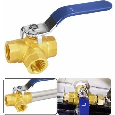 Vanne à 3 Voies DN15,Vanne Bille Laiton 1/2",Trois Voies En Laiton Adaptateur Valve Connecteur À Billes Macaron -