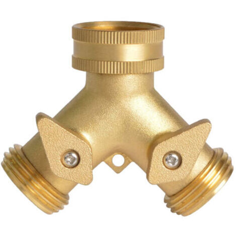 Raccord pour circuit d'arrosage,Arroseur Raccord de Tuyaux 2 Sorties, Distributeur Raccord d'arrosage Connecteur Prolongateur Adaptateur à Robinet Nez de Robinet y Sélecteur pour Jardin Serre (1/5)