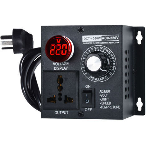 Régulateur de tension électronique Ac220 V 4000 W - Régulateur de tension - Régulateur de vitesse - Avec prise européenne (1/4)