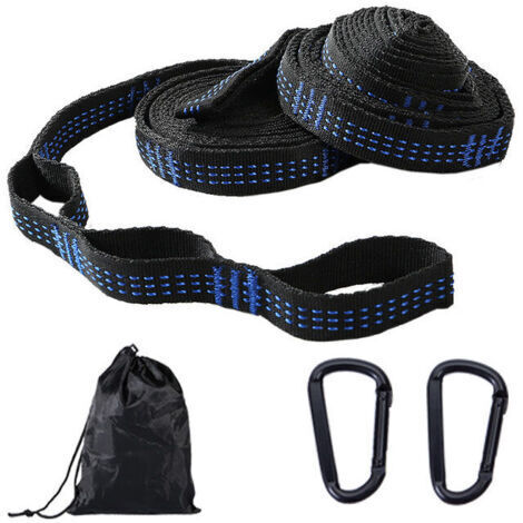 1 paire d'ensemble de fixation pour hamac, ensemble de Suspension et lustre, sangles d'arbre avec 11 boucles, 300 cm 2,5 cm, max 300 kg pour le camping, la randonnée, le pique-nique, les voyages en p (1/5)