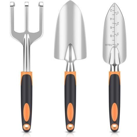 Outils de jardin, pelle de jardin, sécateur, outil de jardin multifonctionnel Portable, ensemble de 3 pièces, Orange