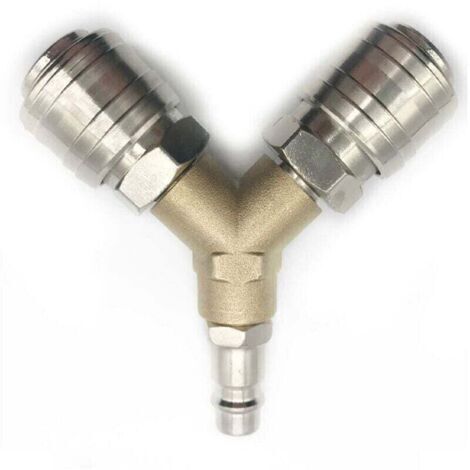 [JAMAIS UTILISÉ]Raccord pour compresseur,Distributeur d'air Comprimé, Raccord dair Comprimé 1/4 Connecteur d'air Comprimé 3 voies à dégagement rapide avec distributeur Y à filetage mâle Maillon rapide (1/5)