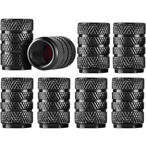 [JAMAIS UTILISÉ]Capuchons de Valve - Lot de 8 pour Pneus de Voiture, Couvre-Valves, Capsules de Valve pour Automobiles, SUV, Motos, Vélos(Noir) (1/4)