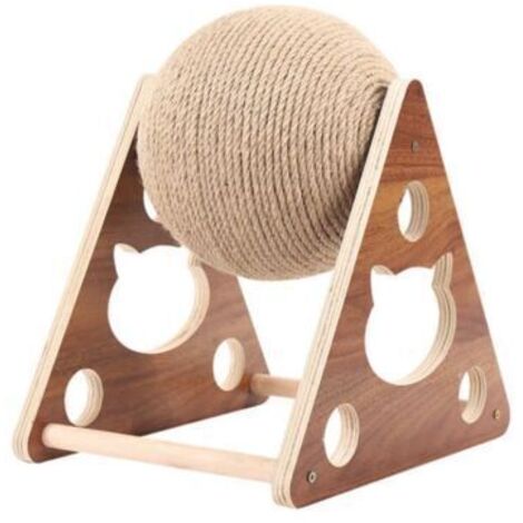 [JAMAIS UTILISÉ]Planche à Gratter pour Chat en Bois, Balle à Gratter pour Chat Griffes de Meulage pour Chat, Cadre d'Escalade pour Chat en Corde de Sisal Enroulé à La Main, Jouet à Gratter pour Chat ( (1/4)
