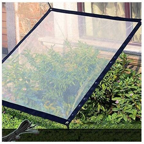 [JAMAIS UTILISÉ]Bâche transparente imperméable avec œillets - 2 x 2 m - Bâche pliable et résistante aux intempéries - Corde incluse (1/5)