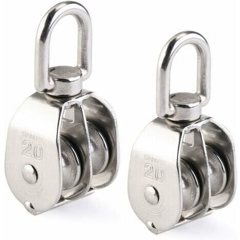 [JAMAIS UTILISÉ]Poulie Double 2pcs inox 304 pivotant Double poulie- (1/5)