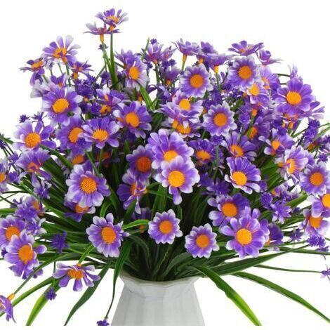 [JAMAIS UTILISÉ]Lot de 8 marguerites artificielles en plastique résistant aux UV - Pour intérieur et extérieur - À suspendre - Pour jardin, maison, porche, fête de mariage (violet) (1/4)