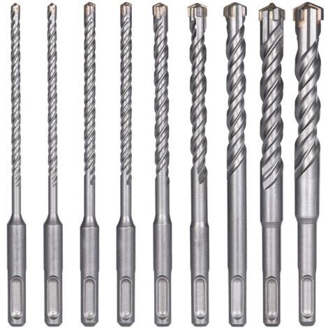 [JAMAIS UTILISÉ]Forets à Béton, 9PCS (5 mm 16x160 mm) Foret Carrelage, Foret à Percussion Électrique SDS-Plus pour Perforateur, Forets Transversaux pour Béton, Brique, Pierre, Naturelle, Métal (1/5)