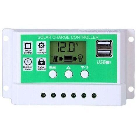 [JAMAIS UTILISÉ]30A Contrôleur de Charge Régulateur Panneau Solaire pour Autre batterie au plomb/lithium 12V/24V Contrôleur de charge intelligent avec écran LCD et double port USB,réglage de la minute (1/4)