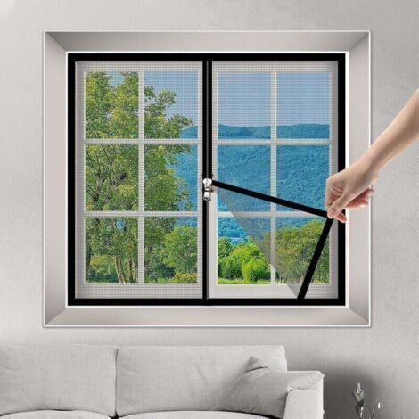[JAMAIS UTILISÉ]Fenêtre moustiquaire 150 x 180 cm Anti Moustique Mouche Insecte Insecte Fenêtre écran Rideaux de Maille cryptage été Ventilation - Noir (1/4)
