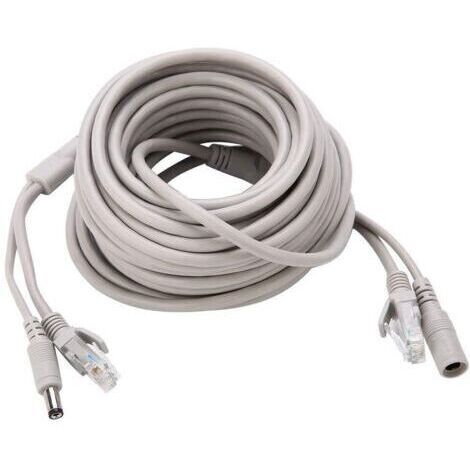 [JAMAIS UTILISÉ]Cable de vidéosurveillance, cable d'alimentation vidéo AHD 15M pour le système de surveillance par caméra de sécurité CCTV, connecteur d'alimentation CC de 2,1 mm (1/4)