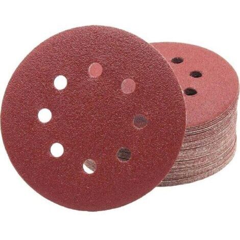 [JAMAIS UTILISÉ]Disques abrasifs professionnels , 50 pièces, 8 trous, Ø 125 mm, grain 100, pour ponceuses orbitales aléatoires, feuilles abrasives, papier de verre, plateaux de ponçage (1/4)