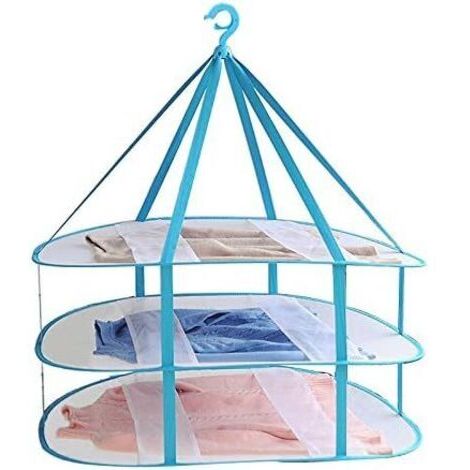 [JAMAIS UTILISÉ]Séchoir à vêtements grande taille à 3 niveaux en maille pliée pour vêtements suspendus Sèche-linge T-shirt Séchoir à chandail 30,3 pouces de long x 24,5 pouces de large x 30,7 pouces d (1/5)
