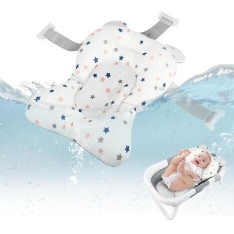 [JAMAIS UTILISÉ]Coussin de Siège de Baignoire pour bébé, Fixation de Siège de Baignoire Pliable et Réglable en Toute sécurité pour Prendre une Douche (Etoiles blanches) (1/4)