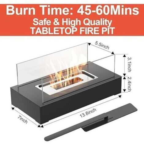 [JAMAIS UTILISÉ]Lot de 2 foyers de table, intérieur et extérieur, cheminées de table à l'éthanol pour terrasse, jardin, salon, dîner de famille, fête, fête des mères (métal noir) (1/3)