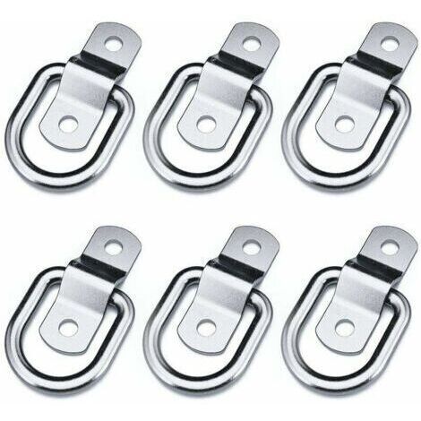 [JAMAIS UTILISÉ]Ensemble de 6 anneaux d'arrimage robustes pour montage, fixation, sangle, taquet, crochet, attelage, ancre de remorque, avec deux mousquetons, d'une longueur de 4 mm et 100 po (39,37 p