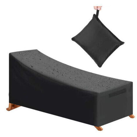 [JAMAIS UTILISÉ]Housse de Protection, imperméable, Coupe-Vent, Protection UV, Tissu Oxford 210D Housse de Protection Solaire, Chaise Longue (210x75x40/80cm) - Noir (1/4)