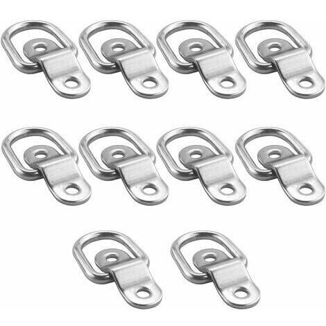 [JAMAIS UTILISÉ]Lot de 10 anneaux d'arrimage en acier galvanisé Capacité 1200 lb Fixation au sol pour remorques, kayaks et VTT Soekavia (1/5)