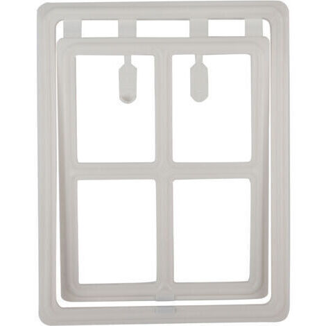[JAMAIS UTILISÉ]Porte en plastique pour chien, chiot, chat, verrouillage magnétique, rabat de sécurité pour porte de fenêtre à moustiquaire (blanc XL) (1/4)