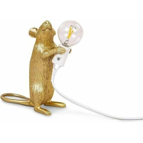 [JAMAIS UTILISÉ]Lampe de bureau Mouse Lampe de bureau en résine créative, lampe de chevet, lampe de lecture, lampe parfaite pour la maison et n'importe quel endroit que vous aimez == résine assise, or (1/5)