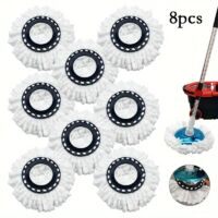 Lot de 8 têtes de rechange en microfibre pour balai rotatif à 360° Hurricane Magic Mop, nettoyage facile