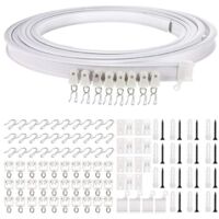 Rail de rideau flexible et incurvé pour plafond, support de tringle simple pliable pour cloison de séparation, fenêtre, plafond ( montage supérieur de 5 mètres)