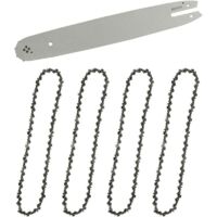 Guide et chaîne pour tronçonneuse Guide-chaîne & 4 Chaînes de tronçonneuses,Guide tronçonneuse 35cm,Chaînes de tronçonneuses à gouges carrées 3/8" 1,3 mm