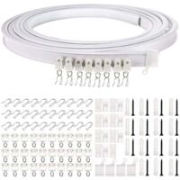 Rail de rideau flexible et incurvé pour plafond, support de tringle simple pliable pour cloison de séparation, fenêtre, plafond (noir, montage supérieur de 3 mètres)