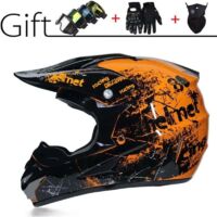 Casque de motocross pour adulte, casque de moto pour homme avec gants/masque/lunettes, homologué DOT, casque de VTT, DH, enduro, quad, VTT, taille L(Tour de tête 56-57 cm)