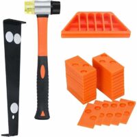 Kit de revêtement de sol stratifié avec 40 entretoises, maillet à double tête, bloc de frappe et barre de traction (orange)