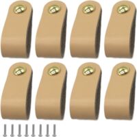 Boutons et poignées de meubles,8 Pièces Poignee Cuir, Facile à installer, Convient à toutes sortes de portes et tiroirs d'armoires