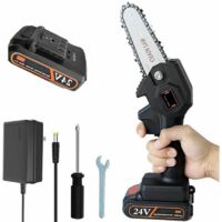 Tronçonneuse électrique sans fil, mini tronçonneuse de 10 cm, petite tronçonneuse portable pour la maison, tronçonneuse alimentée par batterie rechargeable