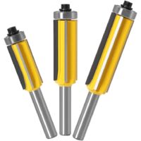 8 mm Tige Fraise à Bois avec 4 Lames, 3pcs Ensemble de bits de routeur de modèle de motif de finition Embout de garniture affleurante à queue de