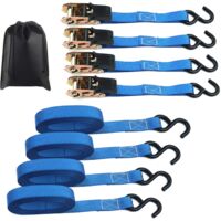 Sangles à cliquet - Kit de 4 sangles à cliquet, sangles de 5 m avec tendeur à cliquet Sangles à cliquet Sangles à cliquet pour remorque, caravane, vélo, mobilité mobile