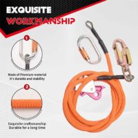Kit Corde D'Escalade Avec Câble Acier 12mm X 2,4m/3m/3,6m - Ligne De Vie Réglable Pour Arboriculteurs Et Grimpeurs