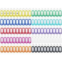 100 Pièces Porte-Clés, Étiquettes de Clé en Plastique, Inscriptibles Porte Clef Couleur en 10 Couleurs, en étiquettes d'identification avec Porte-Clé, pour Clefs, Bagages ou bureau