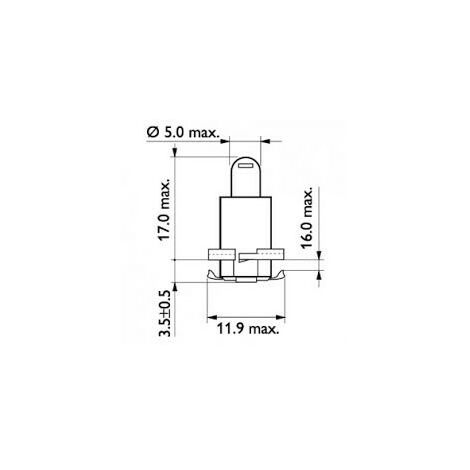 2 ampoules PHILIPS T5 W1.2W 1.2W 12V