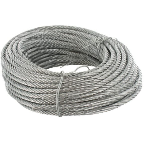 Câble Acier Galvanisé 6mm - Rouleau 100m, 6x12 Torons, Usage Général (non Certifié Levage)