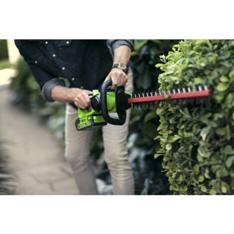 Greenworks G40HT - Tagliasiepi a batteria 40V, lama 61cm, impugnatura rotante - Batteria e caricabatteria inclusi