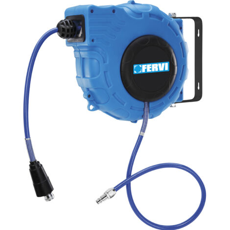 Avvolgitubo aria compressa tubo 15mt automatico fissaggio a parete Fervi 0481/15