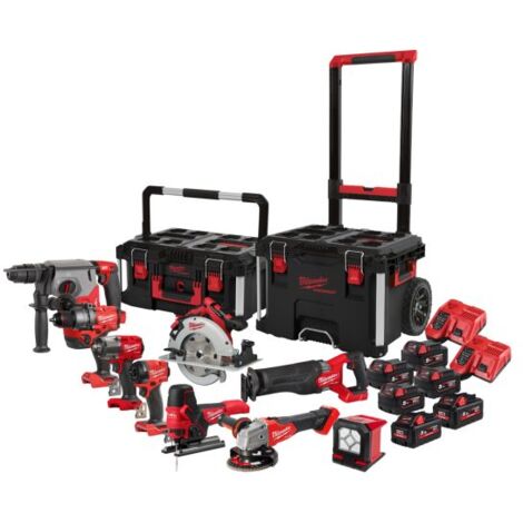 Milwaukee- M18FPP9A-555T Kit d'outils sans fil avec 12 douilles à percussion et jeu de lames de scie sabre