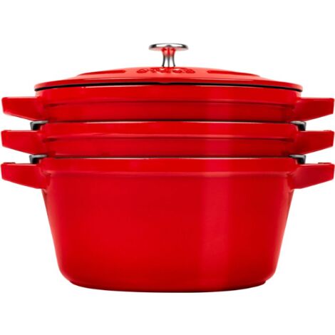 STAUB- La Cocotte Set de 3 casseroles rondes en fonte cerise rouge (1/5)