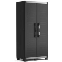 Keter - Armadio alto da garage XL - Armadio multifunzione in resina - Ripiani e piedini regolabili, maniglia soft touch - Cerniere in metallo - Cucina, garage, officina - 89 x 54 x 188 cm - Nero