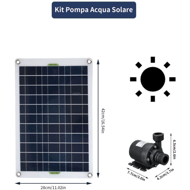 Pompe à Eau Solaire 50W 800L/h 12V - Kit Avec Panneau Solaire Pour Bassin, Fontaine De Jardin - Faible Bruit, Silicone Et Plastique