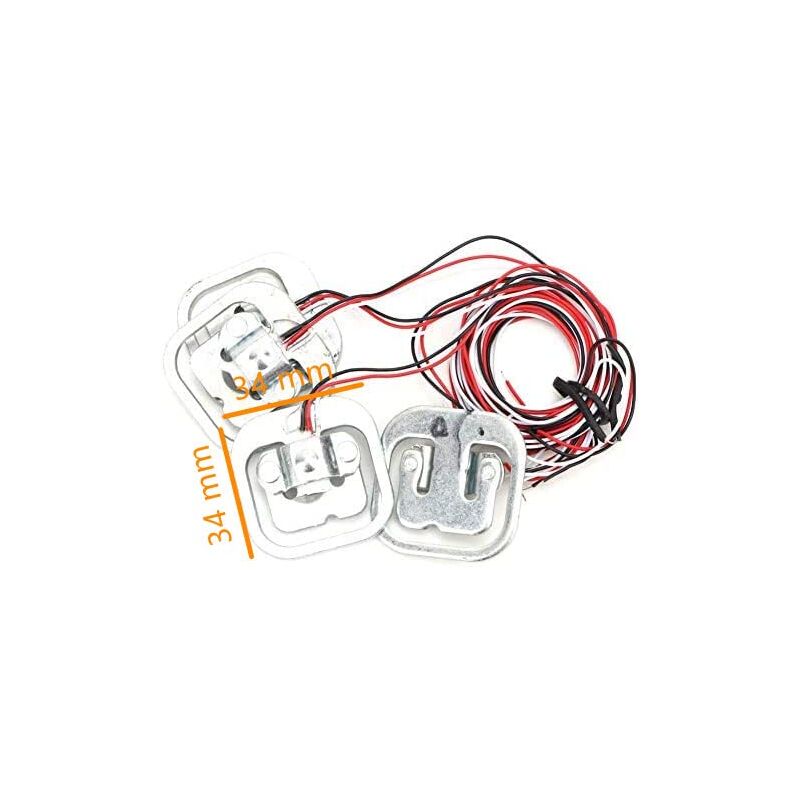 Kit Capteurs Pesage 50kg + Module HX711 - 4 Capteurs Jauge De Contrainte Demi-pont 24 Bits - Pour Projets électroniques, Balances DIY