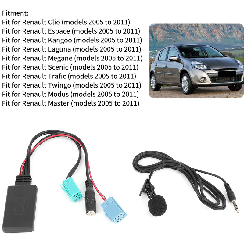 Câble Audio, accessoires audio de voiture auxiliaire auxiliaire pour  accessoires d'autoradio Bluetooth adaptés pour Renault