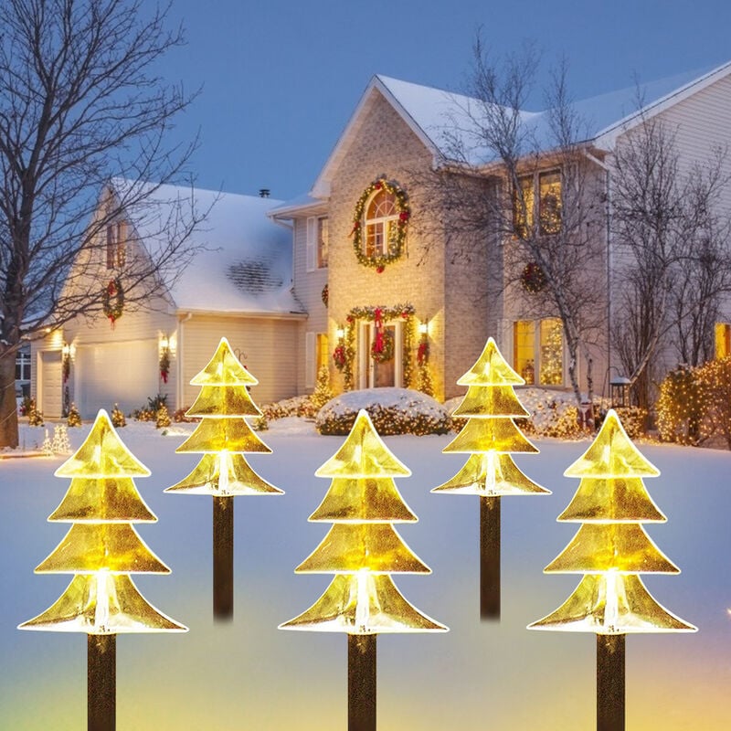 Lumières de piquet décoratives de Noël, lumières de piquets de sapin de Noël  à LED à énergie solaire, lumières de sapin de Noël solaires étanches pour  les décorations de Noël à l'extérieur (