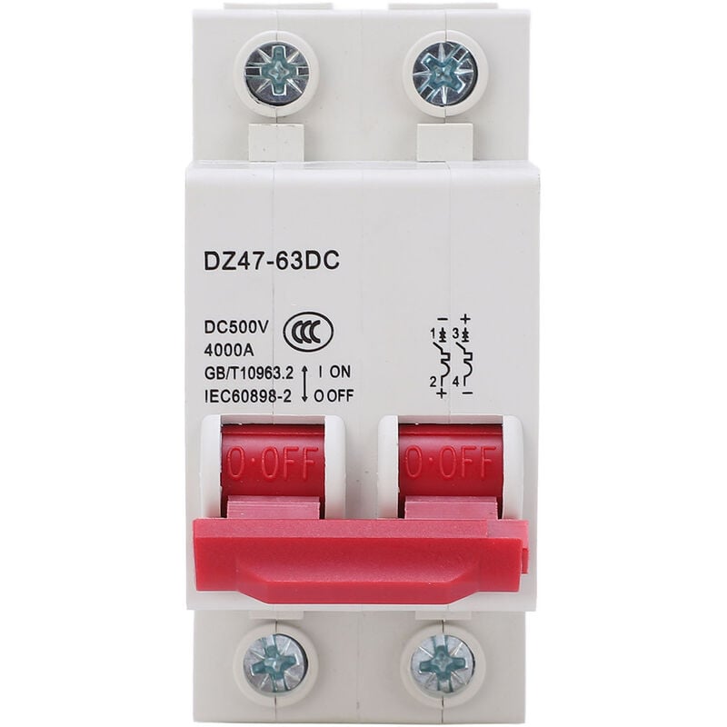 Disjoncteur PV Disjoncteur DC Disjoncteur Miniature Protection contre les  Fuites Commutateur D'air 2P 1000V 125A (Rouge)